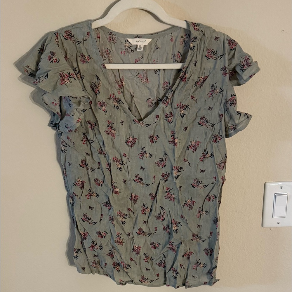 Elegant Floral V-Neck Blouse